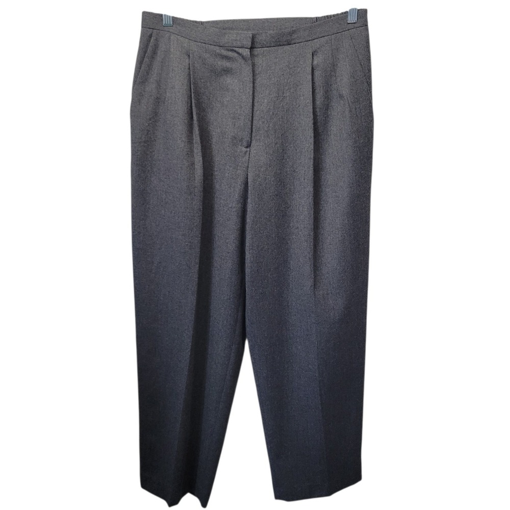 Talbots Petites 14W Gray 100% Wool Italian Fabric Pleated Lined Dress Pants